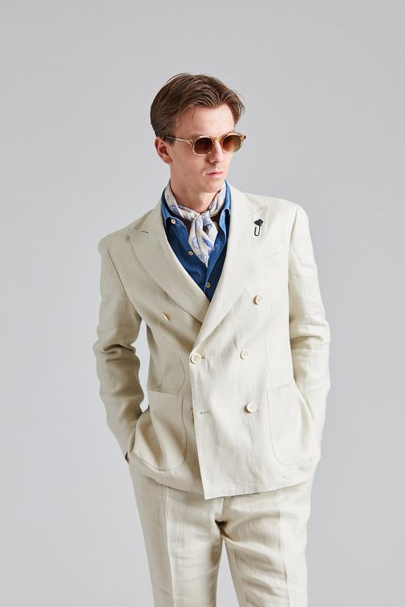 LARDINI Double Breasted Roma Jacket Beige-4